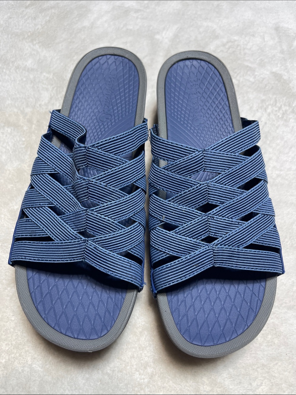 BareTraps Braverli Navy Blue Woven Strap Slide Sandals Size 9